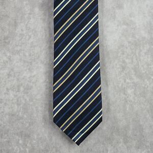 Chereskin Blue Gold Stripe Geometric Repp Executive‎ Neck Tie Men's